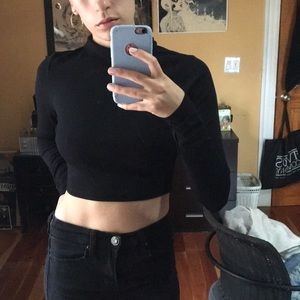Cropped black turtle neck